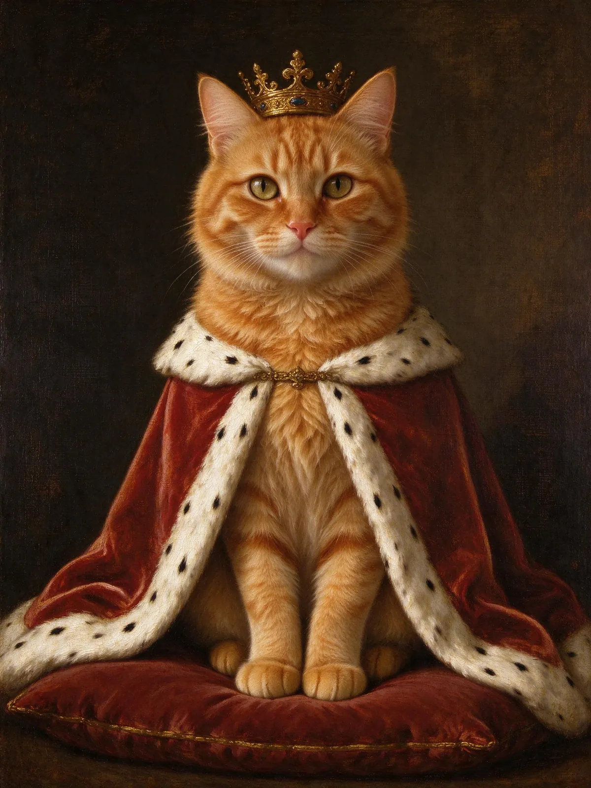 AI pet portrait examples: Royal cat portrait