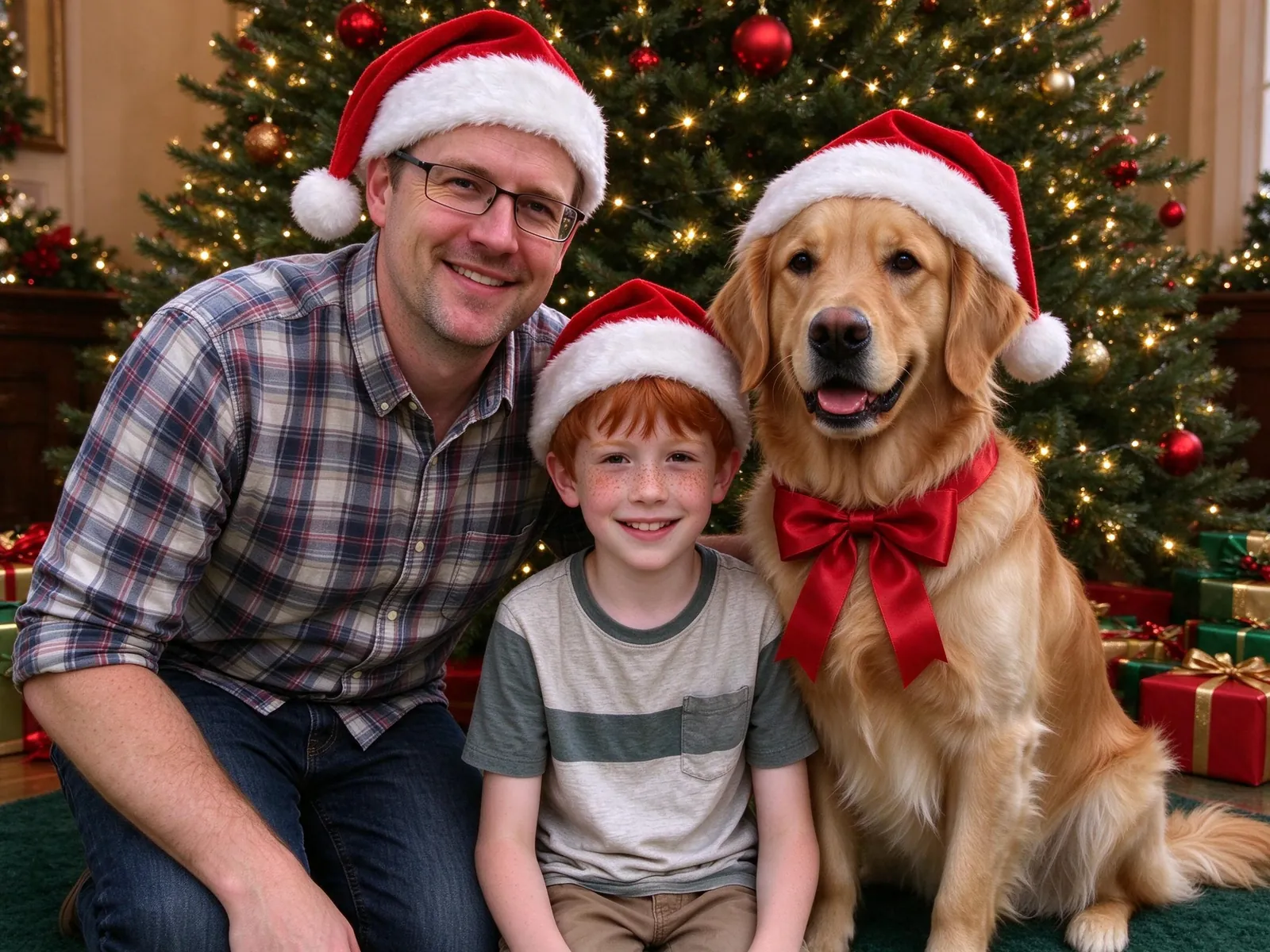 AI pet portrait examples: Christmas with the dog